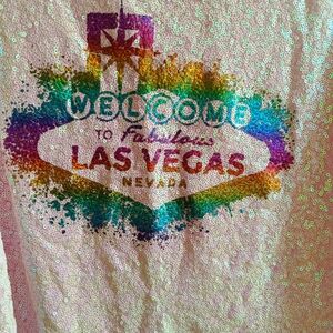 Pink Colorful Sequin Las Vegas Nevada Tank Top Women's XL Y2K Vacation Bachelore